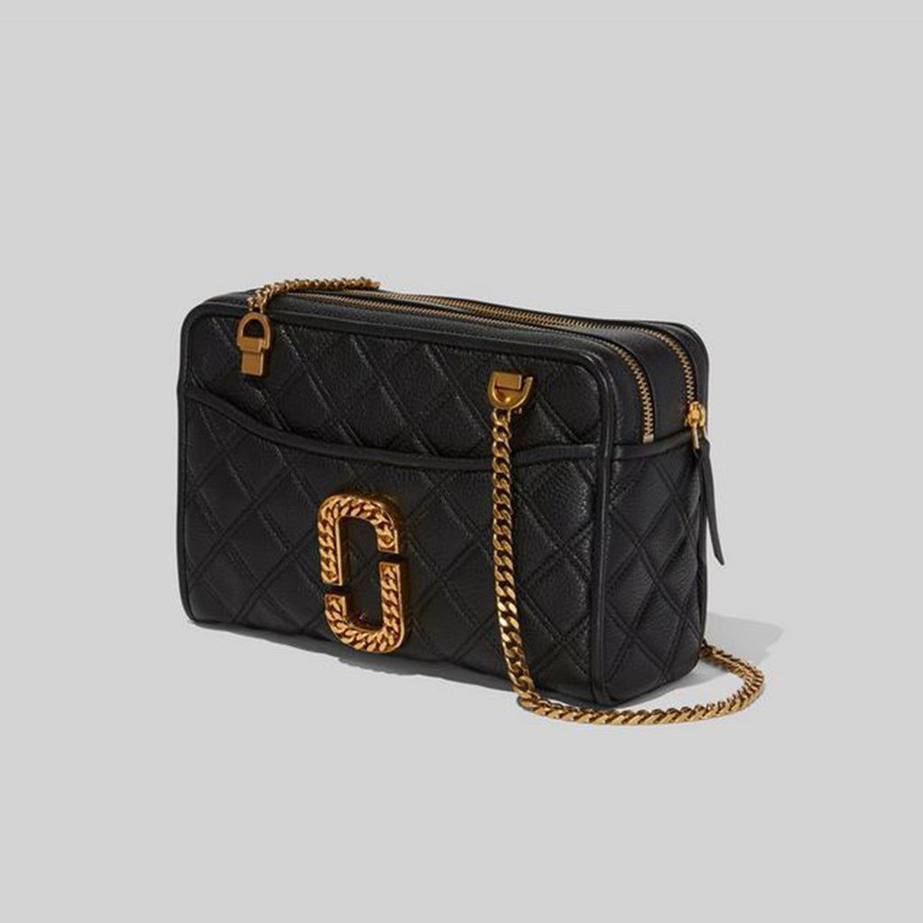 The Marc Jacobs Softshot 27 shoulder bag in black grained leather
