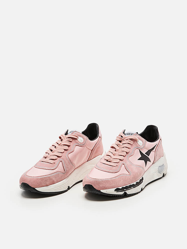 Golden Goose Running-sole Suede Sneakers In Antique Pink Whit