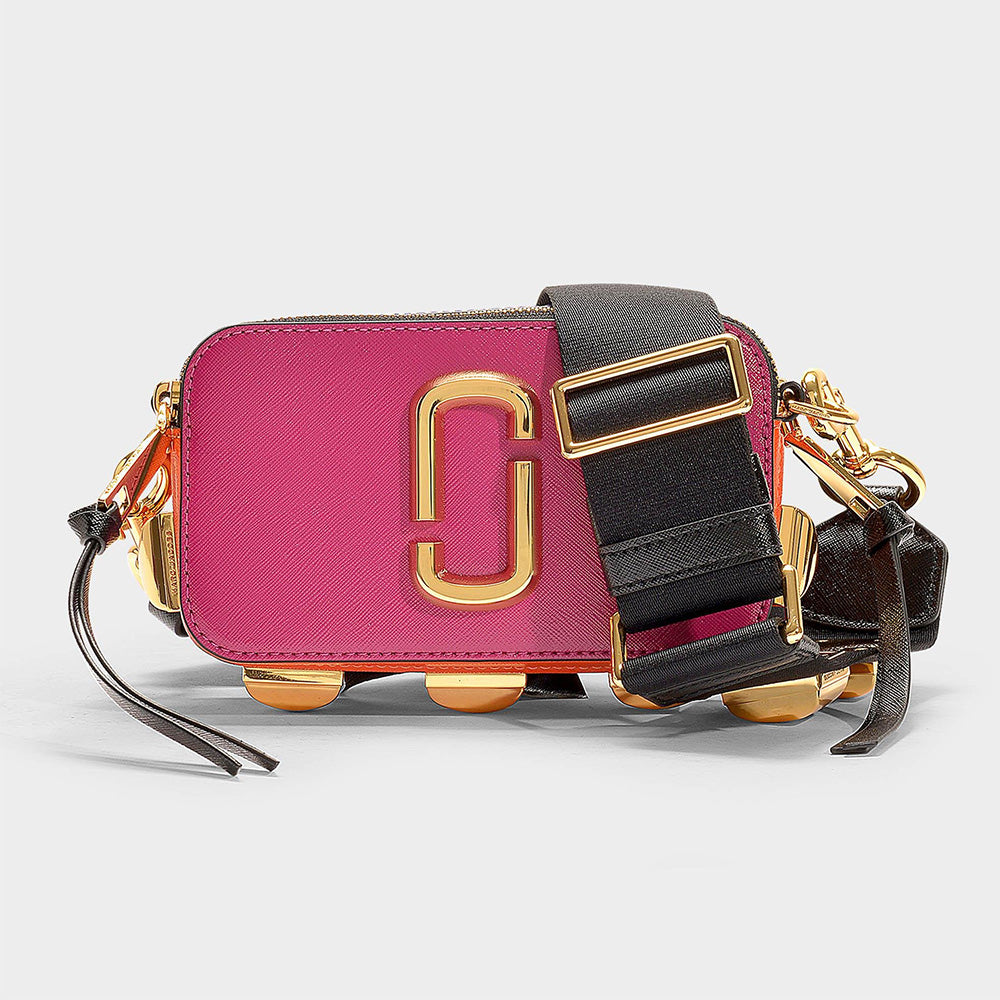 Marc Jacobs Snapshot Leather Shoulder Bag - Magenta Multi